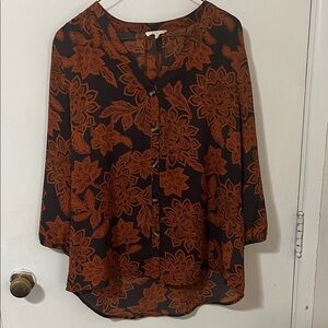 Maurices Black and Orange Floral Blouse